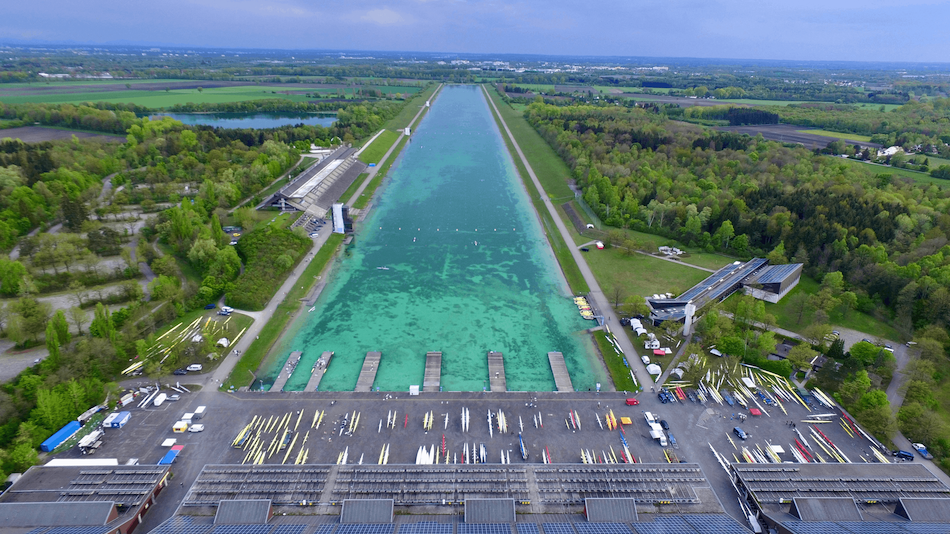 Luftaufnahme der Olympia-Regattastrecke München-Oberschleißheim